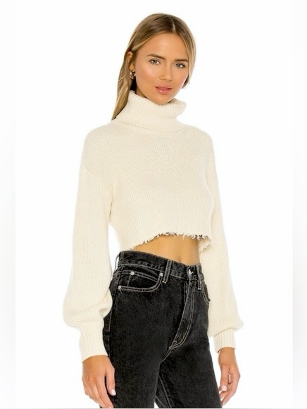 L’Academie – Lucia Cropped Turtleneck – Ivory – Sz. M